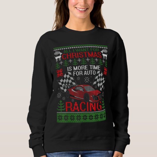 Sweatshirt Christmas Auto Racing Funny Ugly Sweater (Devant)