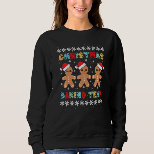 Sweatshirt Christmas Baking Team Gingerbread Men With Xmas Ha (Devant)