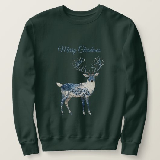 Sweatshirt Christmas Blue White Chic Deer (Design devant)