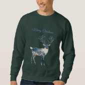 Sweatshirt Christmas Blue White Chic Deer (Devant)