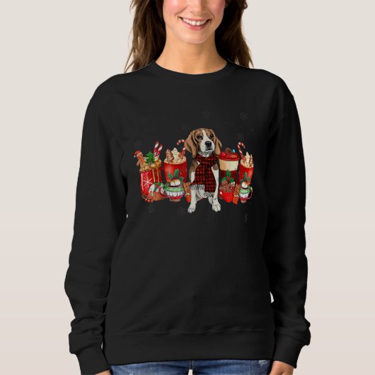 Sweatshirt Christmas Coffee Drink Beagle Dog (Devant)