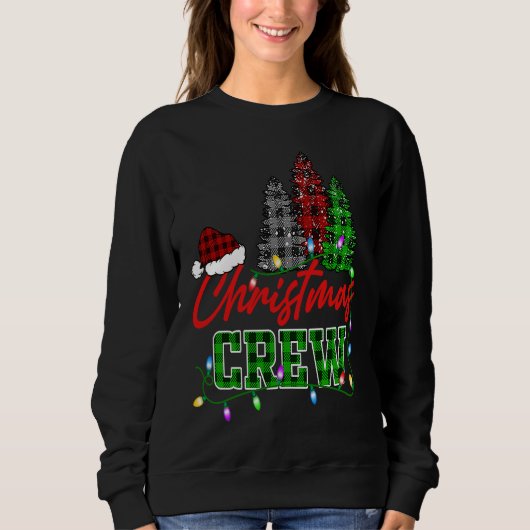 Sweatshirt Christmas Crew Three Tree Buffalo Plaid Matching F (Devant)