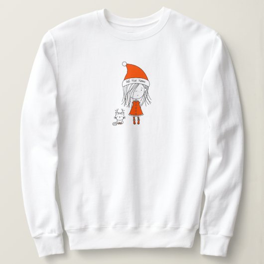 Sweatshirt Christmas Cute Funny Père Noël Girl Cat Nom du des (Design devant)