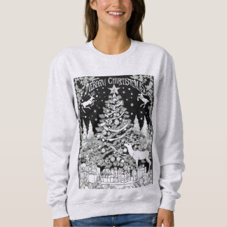 Sweatshirt Christmas deer trees snow ladies  sweat-shirt 