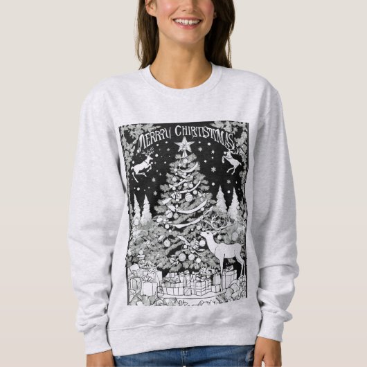 Sweatshirt Christmas deer trees snow ladies  sweat-shirt  (Devant)