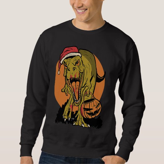 Sweatshirt Christmas Dinosaur rex Halloween Pumpkin  Cool (Devant)