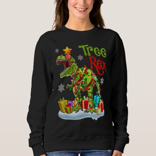 Sweatshirt Christmas Dinosaur Tree Rex Pajamas  Christmas Cos (Devant)