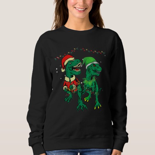 Sweatshirt Christmas for men women kids Santa ELF Dinosaur (Devant)
