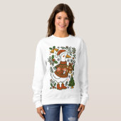 Sweatshirt Christmas Goose Cute Winter Holiday Floral (Devant entier)