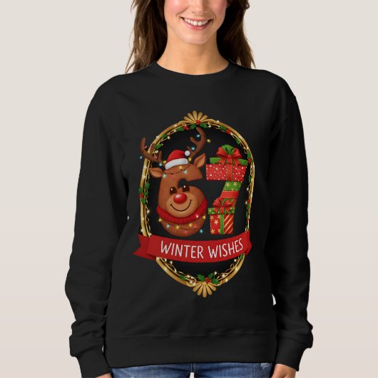 Sweatshirt Christmas Graphic Santa Claus Reindeer Six Seven  (Devant)