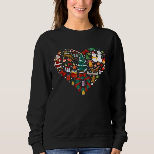 Sweatshirt Christmas Heart Shape Winter Holiday Party Men Wom (Devant)