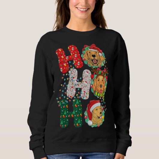 Sweatshirt Christmas Ho Ho Ho Golden Retriever Pet 352 (Devant)