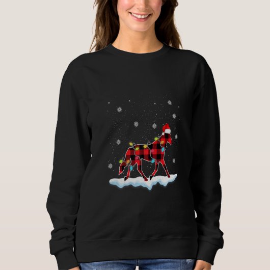 Sweatshirt Christmas Horse Animals  Santa Hat Xmas Lights (Devant)