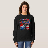 Sweatshirt Christmas In July American Flag Santa Hat Sunglass (Devant entier)