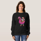 Sweatshirt Christmas In July Santa Flamingo Summer Hawaiian (Devant entier)