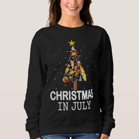 Sweatshirt Christmas In July Santa Summer Beach Vacation Tree (Devant)