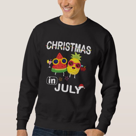 Sweatshirt Christmas In July Watermelon Pineapple Xmas Summer (Devant)