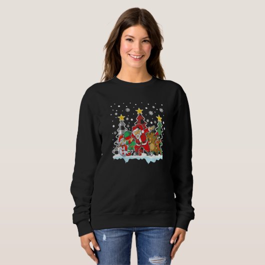 Sweatshirt Christmas Kids Boys Men Dabbing Santa Elf Deer Fri (Devant entier)