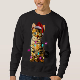 Sweatshirt Christmas Kitten Xmas Cat Tree Santa Hat Christmas