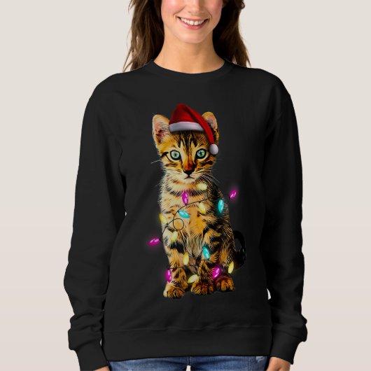 Sweatshirt Christmas Kitten Xmas Cat Tree Santa Hat Christmas (Devant)