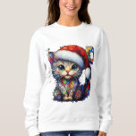 Sweatshirt Christmas Kitty Kitten avec/Santa Hat Art Abstrait<br><div class="desc">Christmas Kitty Kitten avec/Santa Hat Art Abstrait</div>