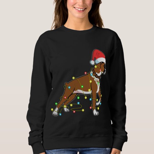 Sweatshirt Christmas Lights Boxer Dog Lover Funny Gift (Devant)