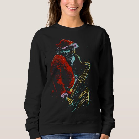Sweatshirt Christmas Musical Santa Hat Saxophone Cadeau (Devant)