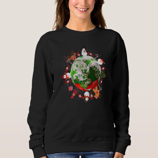 Sweatshirt Christmas round the World Earth Graphic Christmas  (Devant)