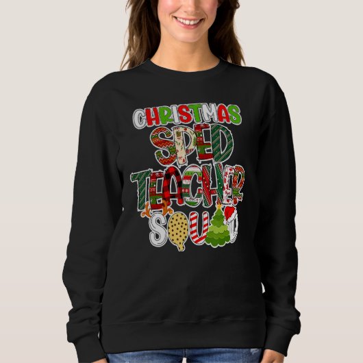 Sweatshirt Christmas Sped Teacher Squad Red Plaid Teacher (Devant)