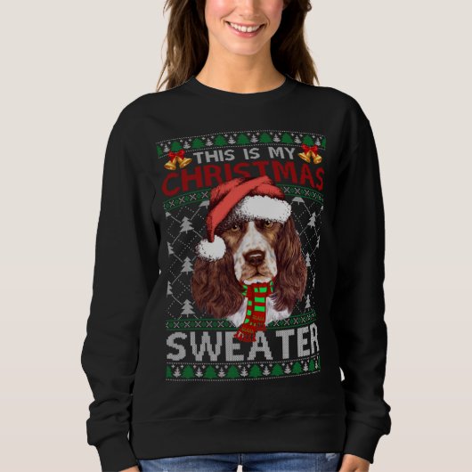 Sweatshirt Christmas Sweater Christmas Santa English Springer (Devant)