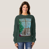 Sweatshirt Christmas sweatshirt: Deer looking through window (Devant entier)