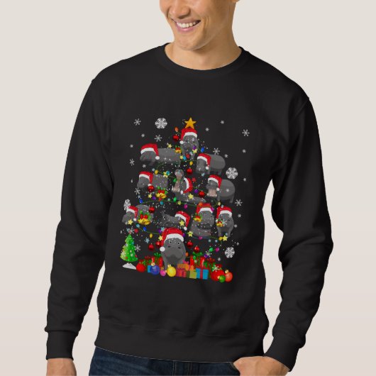 Sweatshirt Christmas Tree Hippo Christmas Santa Animal (Devant)