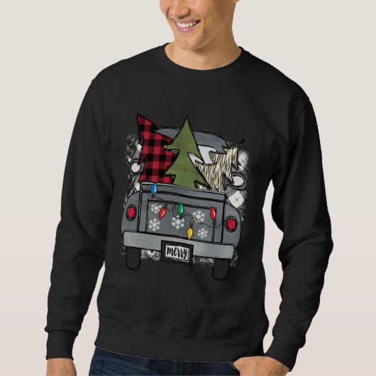 Sweatshirt Christmas Truck and Red Buffalo Plaid Holiday Tree (Devant)