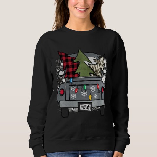 Sweatshirt Christmas Truck and Red Buffalo Plaid Holiday Tree (Devant)
