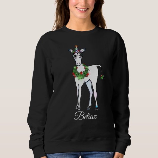 Sweatshirt Christmas Unicorn, croyez (Devant)