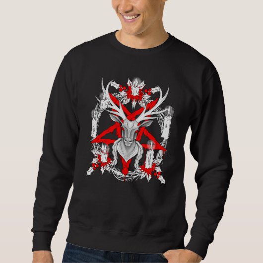 Sweatshirt Christmas wreath witchcraft candles blood Satanic (Devant)