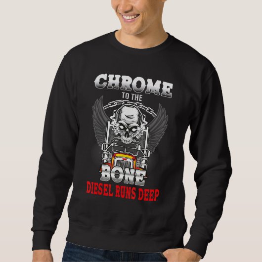 Sweatshirt Chrome À L'Os Diesel Exécute Profond Truck Crâne (Devant)