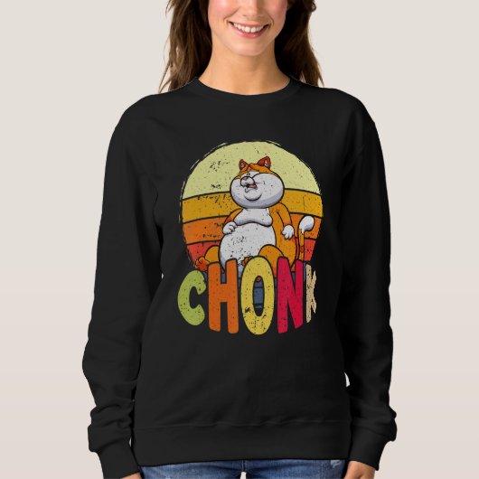 Sweatshirt Chubby Chonk Chat Mème Fat Feline (Devant)