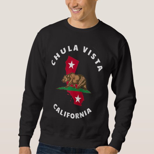 Sweatshirt Chula Vista California CA Flag and Bear Badge Souv (Devant)