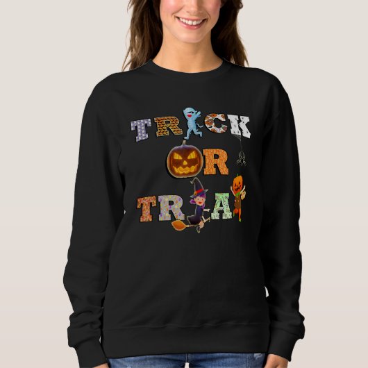 Sweatshirt Chute ou traitement Halloween (Devant)
