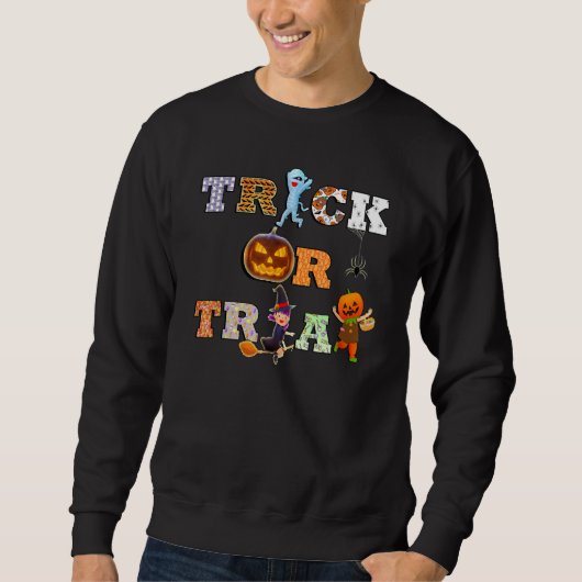 Sweatshirt Chute ou traitement Halloween (Devant)