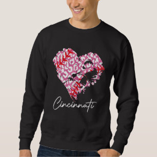 Sweatshirt Cincinnati Fa De Baseball Coeur Leopard Rose