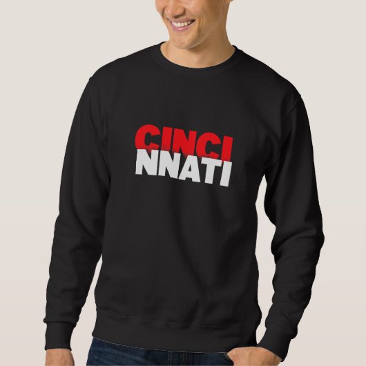 Sweatshirt Cincinnati Ohio, Cincy City White Red Graphisme (Devant)