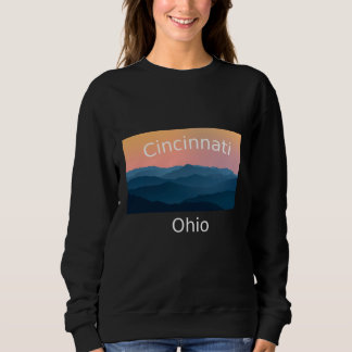 Sweatshirt Cincinnati Ohio coucher de soleil montagne ville n