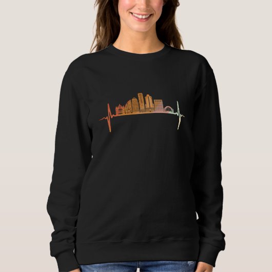 Sweatshirt Cincinnati Skyline Heartbeat Retro Vintage Style (Devant)