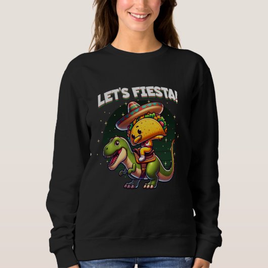 Sweatshirt Cinco de Mayo Dabbing Taco Riding T-Rex Dinosaur L (Devant)