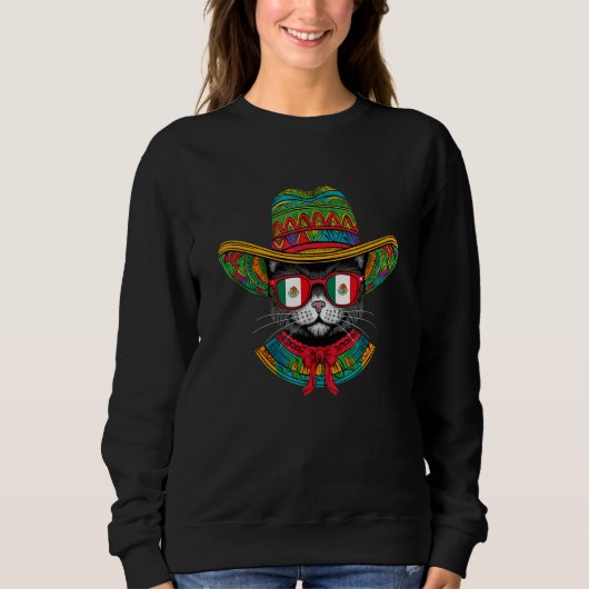 Sweatshirt Cinco De Mayo Mexican Cat Fiesta 5 De Mayo Mens Wo (Devant)