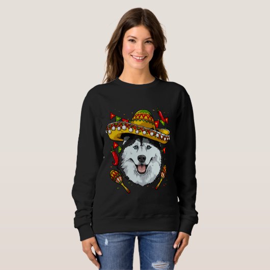 Sweatshirt Cinco De Mayo Siberian Husky Hommes Femmes Enfants (Devant entier)