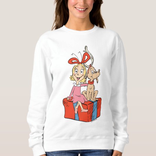 Sweatshirt Cindy Lou Who and Max on a Present (Devant)