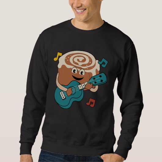 Sweatshirt Cinnamon Roll Ukulele Player Musician Clef (Devant)
